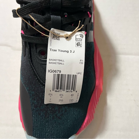 adidas Trae Young 3 J 'From The Ground Up' Sz. 7 Black/Acid Orange IG0679** - Picture 4 of 7